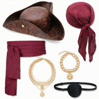 6 Pieces Halloween Pirate Accessory Set with Hat Layered Pirate Costume Accessories Theatrical Soft for Cosplayers
