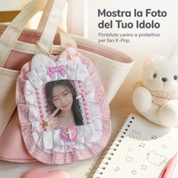 DIY Lace Plush Card Holder for 3-inch Photos and Badges, Ins-style Storage