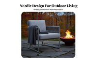 4 Pieces Nordic Design 4-Piece Rope Woven Sofa Set weather-resistant Outdoor Furnishing colorfastResistant textile Patio Seating Group Thick paddings for guest accommodation Business Owners, Homeowners, Terrace, Courtyard, Balcony, Backyard