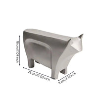 Bull Sculpture Faceted Geometric Bull Statue Silver-Toned Decorative Piece for Understated Decor Fans, Art Collectors, Tabletop