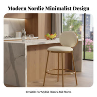 Stylish Design Modern Bar Stool with Back Comfortable Upholstered Bar Stool with Backrest Anti-Slip Feet Modern Counter Height Chair Easy to Clean for Homeowners, Restaurant Owners, Couples, Boutique, Reception Area, Kitchen, Dining Room