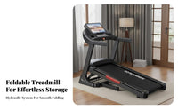 Ultra-Quiet Foldable Home Treadmill Space Saving Design Foldable Treadmill Shock-Absorbing Electric Running Machine Easy to Move for Gym