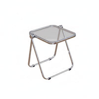 Foldable Design Transparent C-Shaped Table Minimalist aesthetic Household Furniture Lightweight Home Furnishing Space-Saving for Apartment Dwellers, Students, Homeowners, Living Room, Balcony, Beside the Sofa, Small Spaces