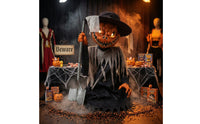Pumpkin Scarecrow Electric Scarecrow with Light-up Halloween Prop for Yard, Porch