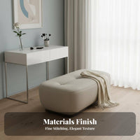 Upholstered Entryway Stool Italian-Inspired Design Capsule-Shaped Stool Cushioned Seat Sturdy Frame for Adults, Women, Hallway