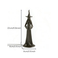 Gothic Tabletop Witch Statue Spooky Standing Witch Figure Dark Fantasy Statue with Tree Root Robe Mystical for Mantels