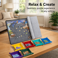 Roll Mat for Puzzles with Sorting Trays and Foldable Storage, Portable Felt Puzzle Organizer to Save Progress for Adults