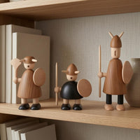 3 Pieces Wooden Nordic Figurines Black Accents House Decoration Retro Style Holiday Decor