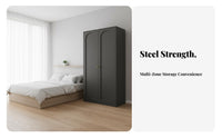 Sturdy and Long-Lasting Steel Clothes Closet Large Capacity Steel Clothing Cabinet Scratch-Resistant Finish Standalone Standing Metal Wardrobe Adjustable Shelves for Homeowners, Families, Students, Apartment, Home, Dressing Room, Dormitory