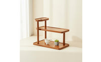 Multi-Level Display Stand Space Saving 3-Tier Desktop Shelf Wooden Countertop Organizer Raised Border Design for Tea Room