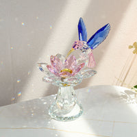 Crystal Animal Figurine Home Decor - Hummingbird and Lotus Ornament