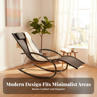 Rocking Lounge Chair Sturdy Rocking Lounge Chair Modern Minimalist Design Ergonomic Wave Lounger for Seniors, Homeowners, Patio, Balcony, Living Room