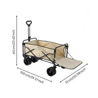 Swivel Wheels Foldable Wagon Removable Liner Collapsible Wagon Oxford Textile Pull Handle Carrier Metal Frame for Camping, Picnics, Outings
