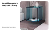Modern Design Acrylic Cube End Table Minimalist Design Transparent Multi-Level Stand Space-Saving Nightstand With Storage Shelf for Apartment Dwellers, Young Adults, Homeowners, Bedroom, Small Areas, Living Room, Entryway