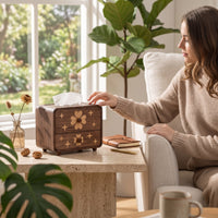 Tissue Box with Opening Aesthetic Tissue Box Cover with Base Decorative for Desktop, Living Room, Bedside Table