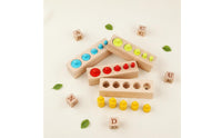 Early Development Educational Cylinder Blocks Fine Movement Skills Knobbed Cylinder Activity Natural Wood for Toddlers, Infants, Daycare