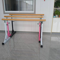 Movable Base Adjustable Ballet Barre Solid Wood Height Adjustable Ballet Barre Multi-Use Training Dance Stretching Bar Easy Assembly for Adults, Kids, Home, Mind-Body Practice Room