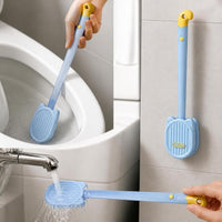 Silicone Toilet Brush with Holder, Wall-Mounted, Long Handle, Deep Cleaning for Bathroom