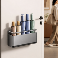 Luxury Gunmetal Grey Key Holder Wall Mount, Carbon Steel Storage Organizer for Entryway, Drill Key Rack