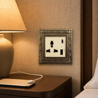 Switch Socket Panel Vintage Decorator Electrical Switch with Wall Plate Fitting Ornate Embossed for Interior Designers