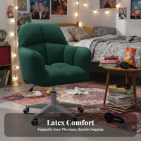 Ergonomic Backrest Upholstered Rolling Armchair Adjustable Height Desk Chair Compact Design Swivel Seat Modern Design for Students, Women, Light Ice Workers, Dormitory, Bedroom, Makeup Room, Vanity Area