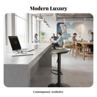 Modern Design Adjustable rotate Counter Seat Built-in Footrest Adjustable rotate Stool with rear supportrest Stable Base Pub Chair Padded padding for Homeowners, Guests, Business Owners, Kitchen, Bar, Reception Area, Dining Room