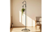 Double Shepherds Hook Stand Heavy Duty Dual Hook Plant Stand Garden Pole Weather-Resistant Space-Saving for Gardeners, Patio