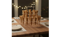 Easy to Assemble 3 Tier Ice Cream Cone Holder Sturdy & Stable Semi Circle Cone Rack Reusable Acrylic Dessert Display Stand Polished Edges for Buffet, Wedding