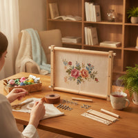 Rotatable Embroidery Frame with Clips Natural Wood Wooden Embroidery Frame Smooth Sturdy for Needlepoint