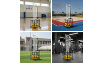 Volleyball with Ball Collection Bag Wheeled Volleyball Net with Ball Collector Foldable Athletic Gear for Gym