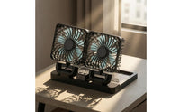 360-Degree Rotation Two-headHead Car Fan Shielded Grille Solar-Powered Fan