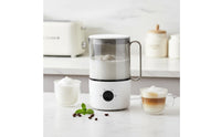 Electric Milk Frother White Base Milk Frother Compact Storage Beverage Mixer