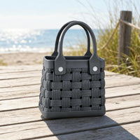 Structured EVA Handbag Compact Basket Bag Chic Woven Tote Lightweight for Women, Daily Outings, Errands