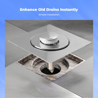 Floor Drain Core Foot Press Operation Shower Fitting Odor Blocking Anti Backflow Design for Plumbers, Garage, Basement, Wet Room