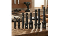 8 Pieces CR-V Steel Hex Shank Square Drive Adapter Forged Metal Hex to Square Adapter Anti-Detachment Stepped Shaft