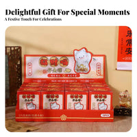 Feline Figurine Ornament with Gold Peanuts Wealth Attracting Fortunate Cat Glass Vessel of Luck Charm House Decoration for Desktop