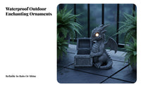 Solar Mythical Creature Statue Hand-Painted Resin Mythical Creature Sculpture Outdoor Decoration Waterproof Handmade