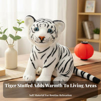 Tiger Stuffed Toy Soft and Cuddly Stuffed Tiger Cub Great Gift Lifelike Animal Stuffed for Young Children, Teenagers, Fun Time, Playroom, Rest Time