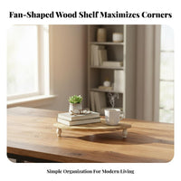 Wooden Corner Stand Space-Saving Tabletop Organizer Wood Grain Household Storage for Collectors, Homeowners, Desktop, Desk, Kitchen Countertop