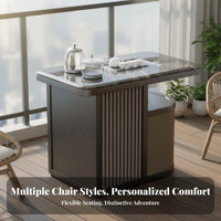 Built-in Tea Setup Space-Saving Table and Chair Set Minimalist Design Home Furniture for Apartment Dwellers, Couples, Balcony, Living Room, Kitchen