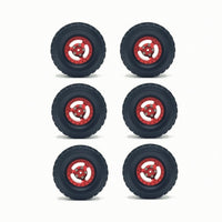6 Pieces 1:12 1:16 RC Wheel and Tire Set Rugged Surface Design RC Wheels with Metal Hubs Rough-Terrain