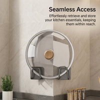 Cabinet Pot Lid Organizer for Kitchen Cupboard Doors, Thickened Carbon Steel Wall Mounted Rack for Chefs