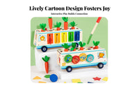 Child-Centered Inspired Multifunctional Activity Toy Early Learning Wooden Shape Sorter Cart Educational Wooden Shape Sorter Bus Child-Safe Design for Toddlers, Babies, Preschoolers