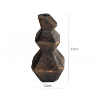 Wood Vase Geometric Wooden Vase Abstract Vessel for Shelf