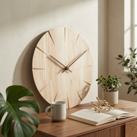 Wooden Wall Clock No Round Wall Clock 30cm for Living Room