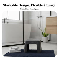 Stackable Square Penduringic Footstool Non-Slip low-height Step elevated surface adaptable Household Furniture Thickened Design for Children, Families, Seniors, Bathroom, Living Room, Entrypath, Bedroom