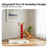 Wear-Resistant Tall Cat Scratching Post Interactive Turntable Base Sisal Rope Scratching Pole Sturdy and Stable Sisal Rope Cat Pole Promotes Healthy Claws for Cats, Kittens, Indoors, Indoor, Living Room, Home