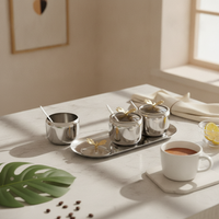 3 Pieces Condiment Jar Set with Space-Saving Tray Seasoning Box Set Seasoning Box with Cover for Kitchen Counter