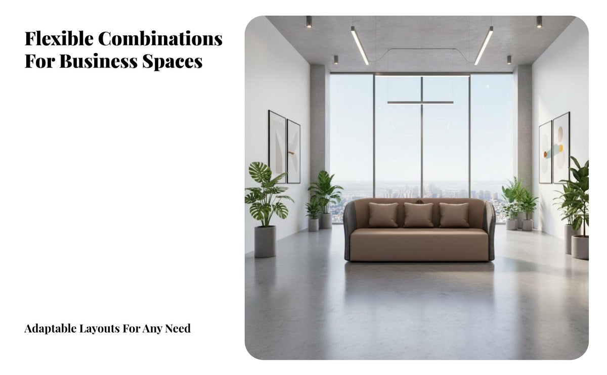 Sofa and Coffee Table Combination Modern Design configurable Waiting Room Couch Minimalist aesthetic Reception Seating for Clients, Guests, Sales Center, Lobby