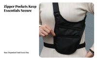Breathable Mesh Back Black Anti-Theft Crossbody Waist Bag Multiple Compartments Flat-Fit Zippered Waist Bag Adjustable Strap Fanny Pack Buckle Closure